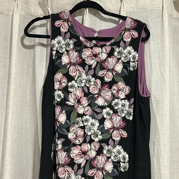 White House Black Market Black and mauve reversible Midi Dress size large - Picture 6 of 7